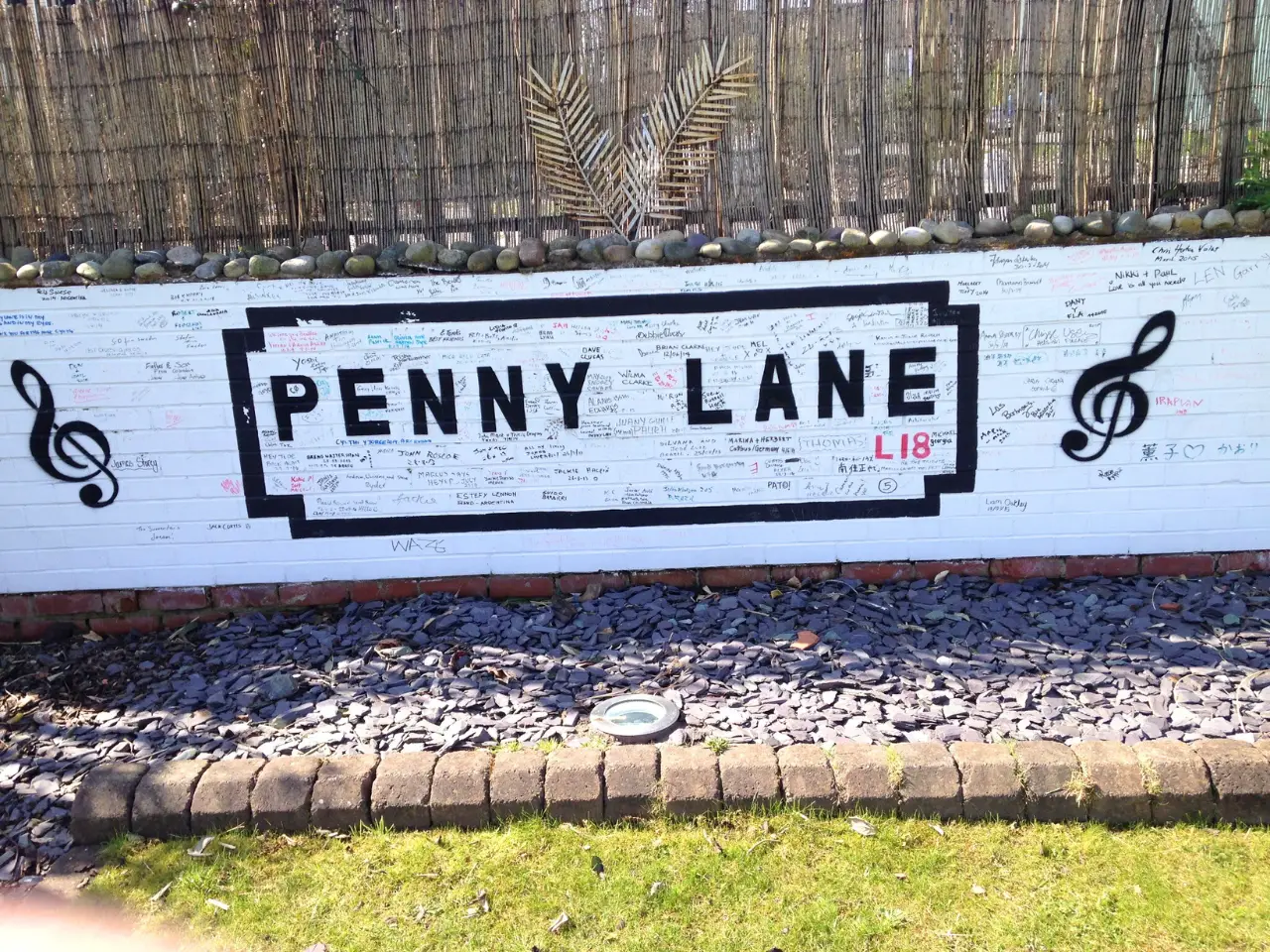 Penny Lane road sign mural in Liverpool