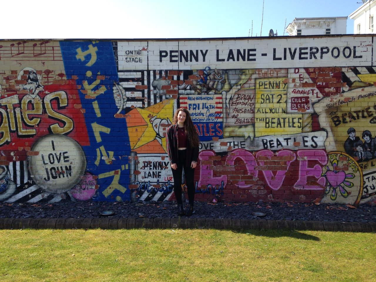 Ella at the Penny Lane Liverpool mural