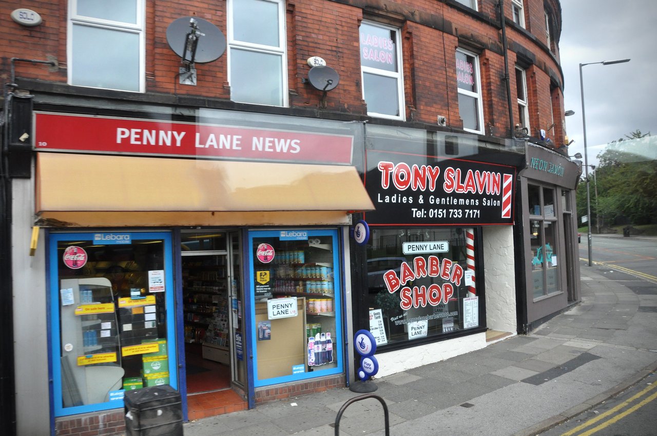 Exterior of the original Penny Lane barbers shop, Tony Slavin