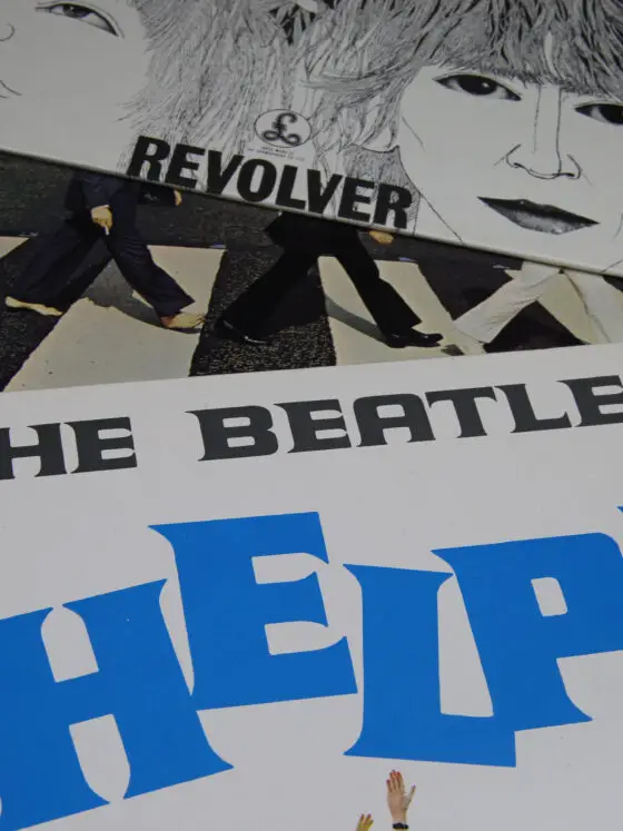 Beatles vinyl albums with a focus on the "Help" album.