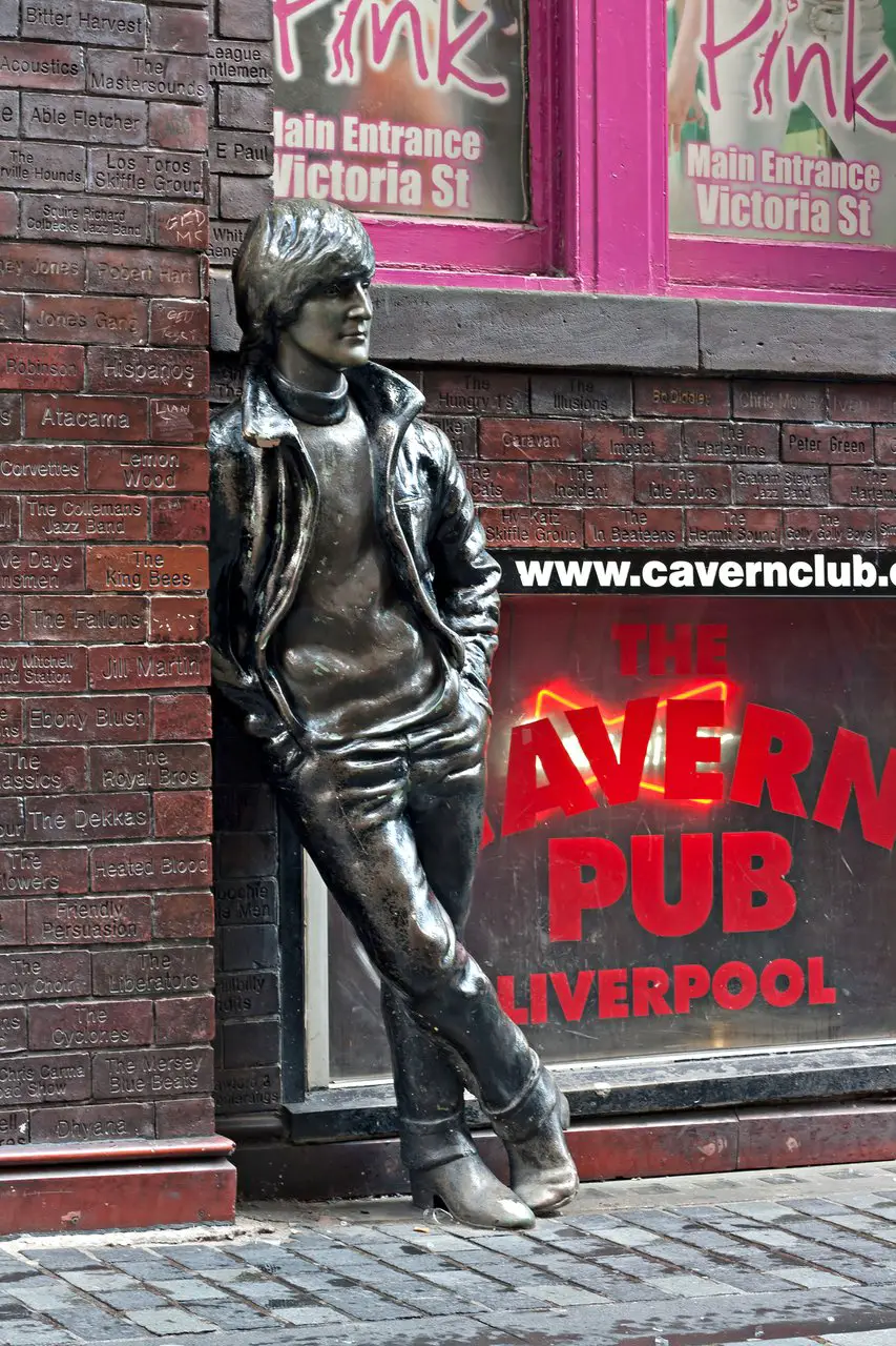 John Lennon statue outside the Cavern Club in Liverpool. This is one of the top sights on Liverpool Beatles walking tours