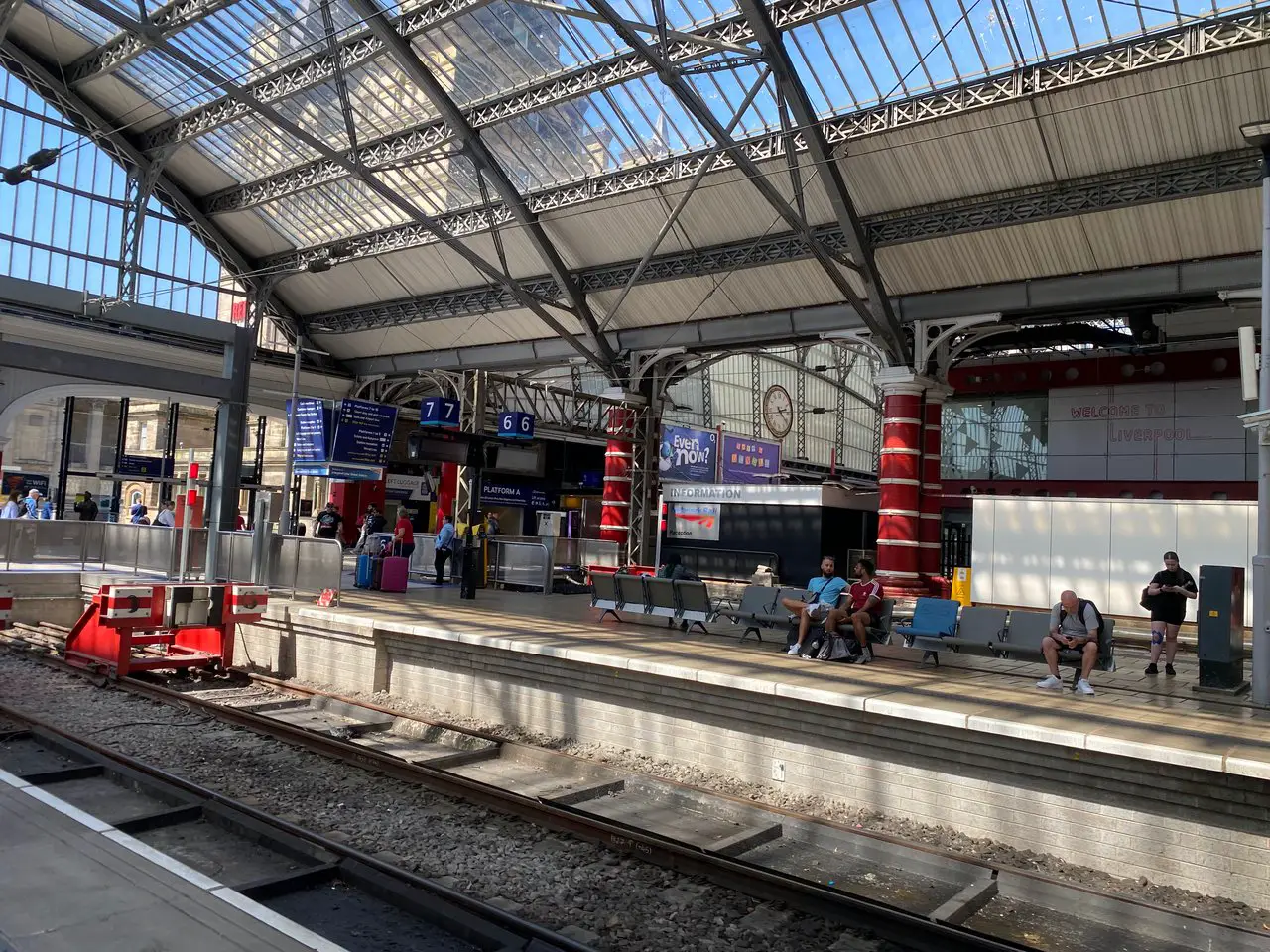 A train platform inside Liverpool Lime Street train station. Liverpool's transport links are debatable, which can make life in Liverpool hard work without a car