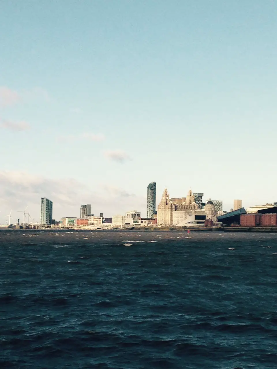 City skyline of Liverpool with the River Mersey in the foreground